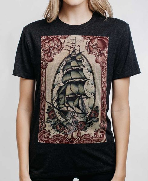 Clipper Ship - Multicolor on Womens Unisex T Shirt