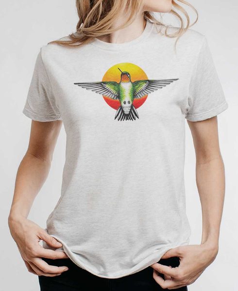 Hummingbird Sunset - Multicolor on Womens Unisex T Shirt