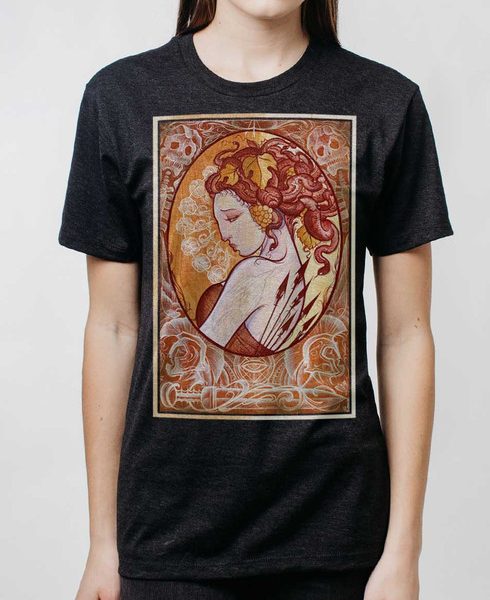 Medusa - Multicolor on Heather Black Triblend Womens Unisex T Shirt