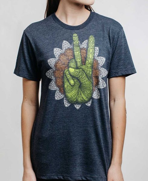 Peace - Multicolor on Heather Navy Womens Unisex T Shirt